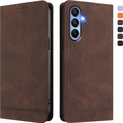 Immagine prodotto di Custodia per Samsung Galaxy A15 5G/4G, custodia retro in Finto cuoio con supporto e slot per carte di credito Marrone