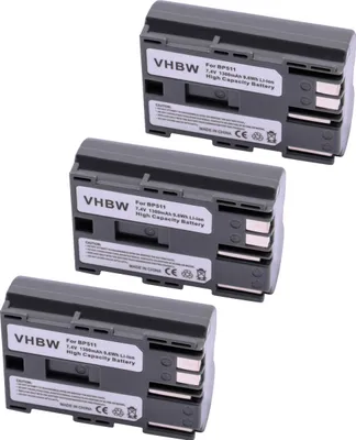Produktbild von vhbw 3x Akku kompatibel mit Canon MV30i, MV30, MV500i, MV500, MV400, MV300i, MV300, MV450i, MV430i, MV410, MV400i Kamera (1300 mAh, 7,2 V, Li-Ion)