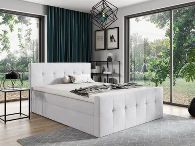 Produktbild von Boxspringbett Schlafzimmerbett OWEN 120x200cm Stoff Weiss