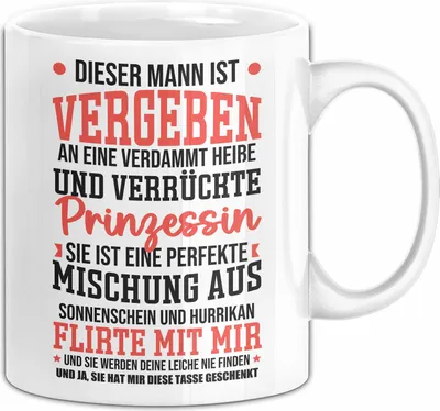 Produktbild von Vergebener Mann Tasse Geschenk Für Freund Eifersüchtige Freundin Geschenkidee Paare (Weiß)