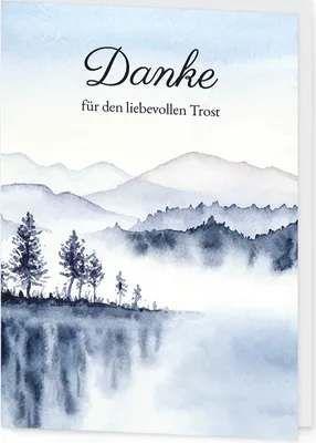 Produktbild von Danksagungskarten Nebel, Danke Karten mit Umschlag, Karten mit aquarellem Landschafts Motiv, Danke nach Beerdigung