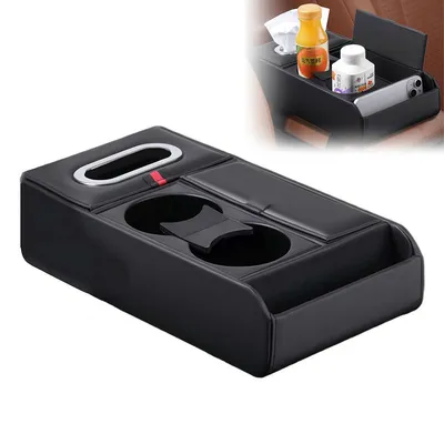 Produktbild von Auto-Mittelkonsole, universelle Rückbanksitzkonsole,Lkw-Sitzorganizer,Rückbank-Auto-Organizer mit Becherhalter,Mittelarmlehnenbox (Standard, schwarz)