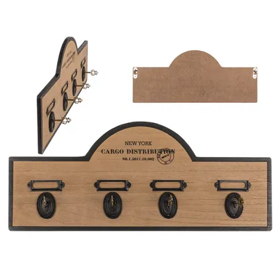 Immagine prodotto di Portachiavi in legno/metallo con 4 ganci