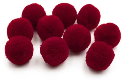 Produktbild von Vintageparts Pom Poms Polyester dunkelrot 20mm 10 Stück