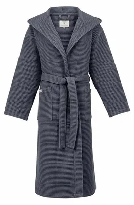 Immagine prodotto di Unyqoos® L&G: Accappatoio waffle in cotone 100% – Accappatoio unisex con cappuccio, taglia XXL, colore antracite, con 2 tasche e cintura, assorbente,  OEKO-TEX