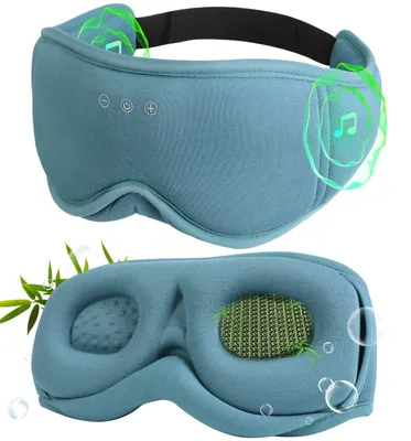 Produktbild von Schlafmaske mit Kopfhörern, Bluetooth-Schlafkopfhörer, 3D-Augenmaske aus weicher Bambusbaumwolle für Damen und Herren, Augenschutz zum Schlafen, für Seitenschläfer mit Mikrofon