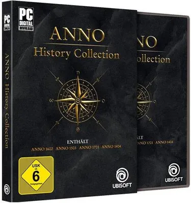 Produktbild von Anno History Collection (PC, Code in the Box) – Vier Klassiker in HD: Anno 1602, 1503, 1701 & 1404 mit allen Erweiterungen