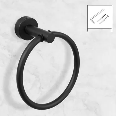 Produktbild von Schwarz – Handtuchring – Chrom – Edelstahl-Handtuchhalter für Badezimmer