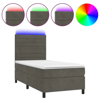 Produktbild von vidaXL Boxspringbett mit Matratze & LED Dunkelgrau 100x200 cm Samt