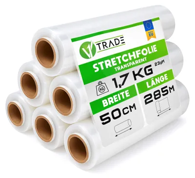 Stretchfolie transparent 2x285m 50cm 23μm