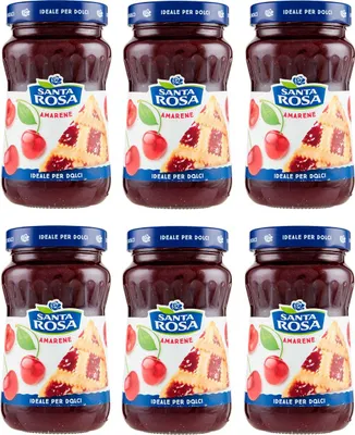 Produktbild von 6x Santa Rosa Confettura Amarene Sauerkirschmarmelade Marmelade Konfitüre ideal für Desserts Glasgefäß von 600g