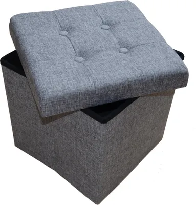 Produktbild von Natsen Sitzbank Sitzhocker Leinen Aufbewahrungsbox mit Stauraum faltbar 38 x 38 x 38 cm (Grau)