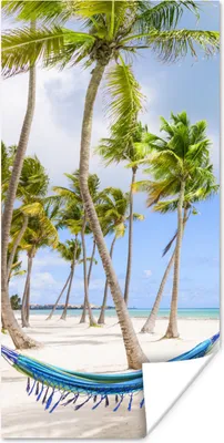 Produktbild von MuchoWow® Poster Hängematte - Strand - Palmen 75x150 cm - Dekoration für die Wände