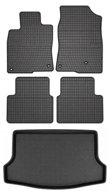 Productafbeelding van Rubberen automatten + kofferbakmat voor Honda Civic X vanaf 2017 (hatchback) – 5-delig, zwart, op maat – Wielganizator SolidPRO