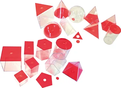 Zdjęcie produktu dla EDUPLAY 120-070 Duże bryły geometryczne, czerwony/przezroczysty, 17 elementów (1 zestaw)