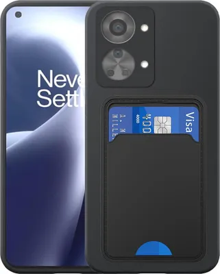 Produktbild von Geeignet für OnePlus Nord 2T Phone Case mit TPU Kartenhalter - Flexible Back Cover Case Silikon TPU mit Cardslot - Schwarz - Smartphonics