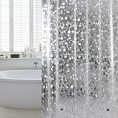 Produktbild von Duschvorhang Anti-Schimmel 1 Stück, EVA Wasserdicht 120x200 cm, 3D Steinmuster Mit Magneten Für Dusche Und Badewanne