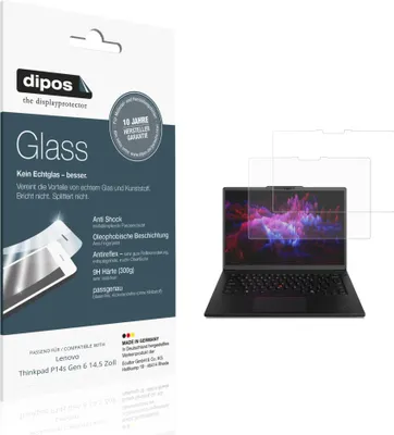 Produktbild von 2x Schutzfolie für Lenovo Thinkpad P14s Gen 6 14.5 Zoll matt - Anti-Shock 9H Folie dipos Glass Kunststoffglas