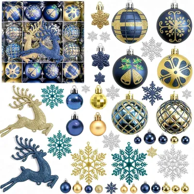 45-teiliges Weihnachtsbaum-Ornament-Set, 6 cm, Kunststoff