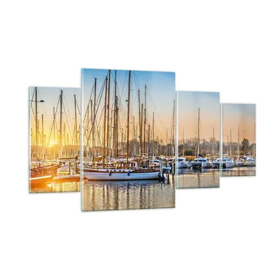 Produktbild von Bilder auf glas - Katamaran Yacht Anker Ankerplatz - 160x90cm - Glasbilder - Wandbilder - Kunstdruck - zum Aufhängen bereit - Wanddekoration aus Glas - Glas Bilder - Wandbild auf Glas - GDL160x90-3162