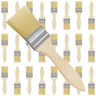Produktbild von Kurtzy 24x Pinsel Set mit Malerpinsel Flachpinsel breit - Pinselset 24 Stück - Lasurpinsel mit glattem Holzgriff - 5cm breite Lackpinsel - Maler