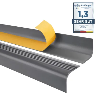 Produktbild von QUEST Samolepiaci protišmykový schodiskový profil RGPT PVC, ochrana schodov, 52x40mm, tmavosivá