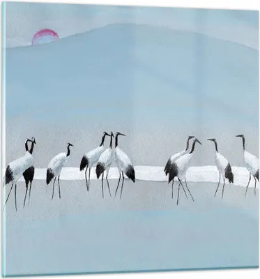 Produktbild von Bilder auf glas - Einteilig - Vögel Kraniche Natur - 60x60cm - Glasbilder - Wandbilder - Bilder - zum Aufhängen bereit - Wanddekoration aus Glas - Glas Bilder - Wandbild auf Glas - GAC60x60-4921