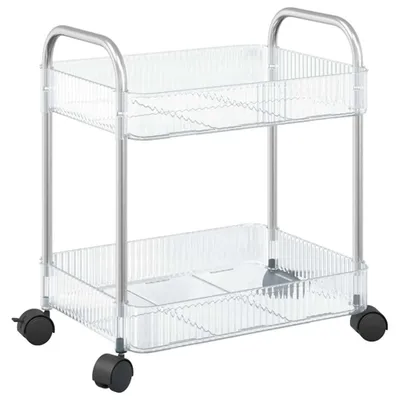 Zdjęcie produktu dla vidaXL Wózek do przechowywania 2 półki Przezroczysty 37x28x43,5 cm Akryl