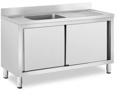 Produktbild von Spüle für die Küche – Waschbecken – Spültisch – 1 Becken mit Schiebetüren – Edelstahl – 50x40x24 cm