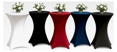 Produktbild von Stehtischhusse für Bistrotisch mit 4 verstärkten Fußlaschen elastisch Stretch   Ø 60-65x110-120 cm Anthrazit (2 Stück)