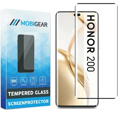 Produktbild von Mobigear Premium Displayschutzfolie für Honor 200, gehärtetes Glas – Displayschutzfolie – Kompatibel mit Hüllen – Schwarz