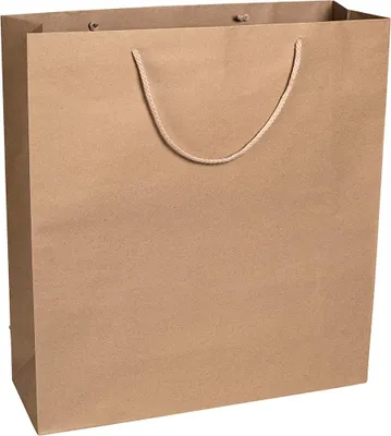 Produktbild von Papiertragetaschen, Braun, 45 x 49 x 16 cm, Baumwollkordel - 12er Pack