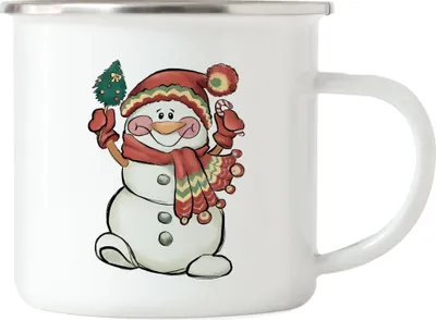 Produktbild von Schneemann Emaille-Tasse Geschenkidee Schneemann-Bauer Süßes Motiv für Weihnachten für Kinder Familie