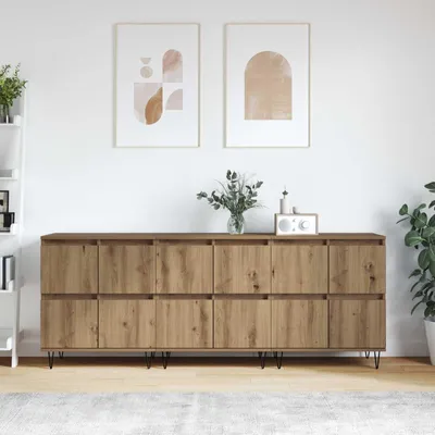 Image de vidaXL, ensemble de 3 meubles de rangement, style artisanal, finition chêne
