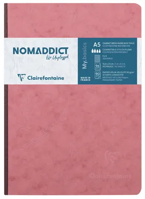 Produktbild von Clairefontaine 5x Notizbuch A5, Leinenrücken, 96 Bl kariert Antikrosa 795426C