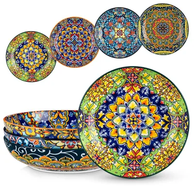 Pastakom-Set, 4 Stück, 1260 ml, Keramik, bunt, Boho-Stil