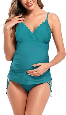 Immagine prodotto di SHEKINI Costume da bagno a due pezzi per la gravidanza, tankini, turchese, taglia XL