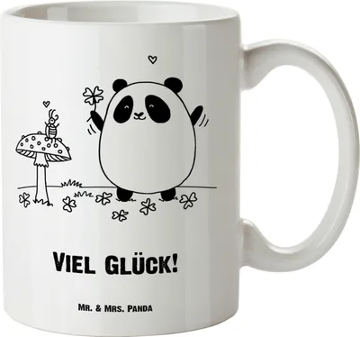 Produktbild von Mr. & Mrs. Panda Pott Panda Glück - Weiß - Geschenk, weisse tasse, XL, Große, Keramiktasse, Riesenkaffeetasse