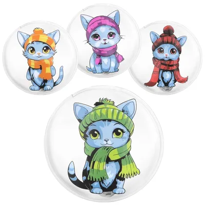 Image de 4 coussins chauffants réutilisables avec un motif de chats
