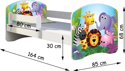 Image de ACMA lit d'adolescent lit d'enfant lit junior set complet avec matelas sommier à lattes et protection antichute blanc 18 poney arc-en-ciel 160x80