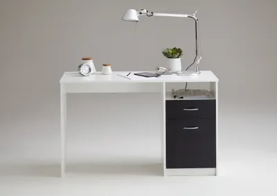 Produktbild von FMD Möbel JACKSON Schreibtisch - weiß-Pinie/schwarz - Maße: 123 cm x 76,5 cm x 50 cm; 3004-001