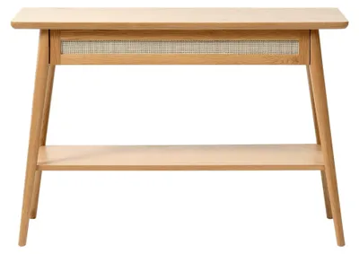 Produktbild von Konsolentisch aus Sperrholz mit 1 Regal und 1 Schublade, Rattan-Schubladenfront, Natur