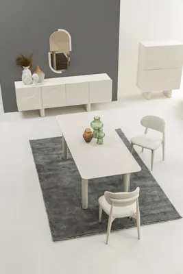 Produktbild von 7-teiliges Esszimmer-Set – Sideboard, Spiegel, Esstisch und 4 Stühle