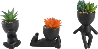 Zdjęcie produktu dla Śliczna doniczka z figurką Nowoczesna dekoracyjna ceramiczna doniczka na sukulenty do wystroju ogrodu domowego