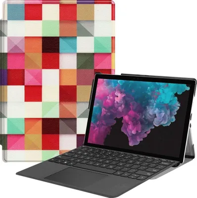 Produktbild von Mobigear Design Klapphülle für Microsoft Surface Pro 7 - mit Standfunktion Kunstleder Mosaik Bunt