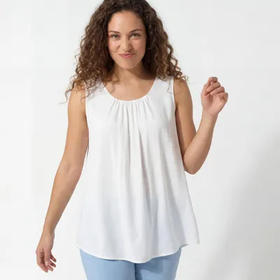 Produktbild von Top Long Shirt ärmelloses Sommer Oberteil Rundhals 36-50 für Damen
