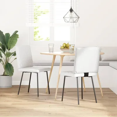 Image de vidaXL Chaise de salle à manger 2 pcs. Blanc Similicuir