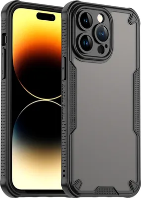 Produktbild von Schutzhülle für iPhone 14 Pro Max, transluzente matte Rückseite, TPU Bumper Case Schwarz