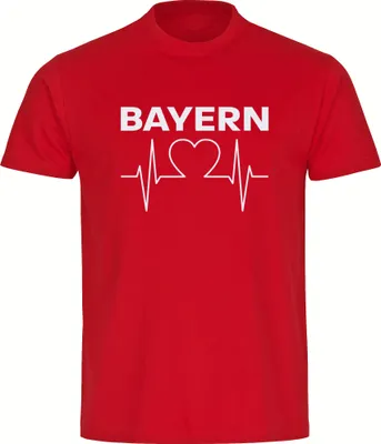 Produktbild von multifanshop Herren T-Shirt - Bayern - Herzschlag, rot, Größe 4XL