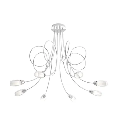 Image de Plafonnier contemporain Feeling Net Métal Chrome Verre Clair 8 Lumières G9